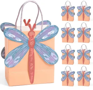 Cheerland Dragonfly Gift Bag Butterfly Birthday Party Favors Goodie Pastel Pink Garden Fairy Tea Party Decorations Kids Birthday Celebration Baby Shower Spring Mothers Day Favors Supplies -Pack of 8