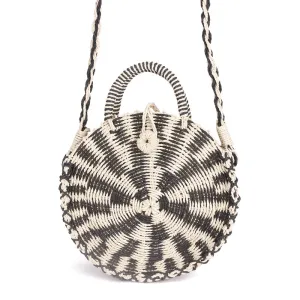 Chic Handmade Rattan woven Round Handbag Vintage Retro Straw Knitted Messenger Bag Lady Handbag Summer Beach Tote Circle Bag