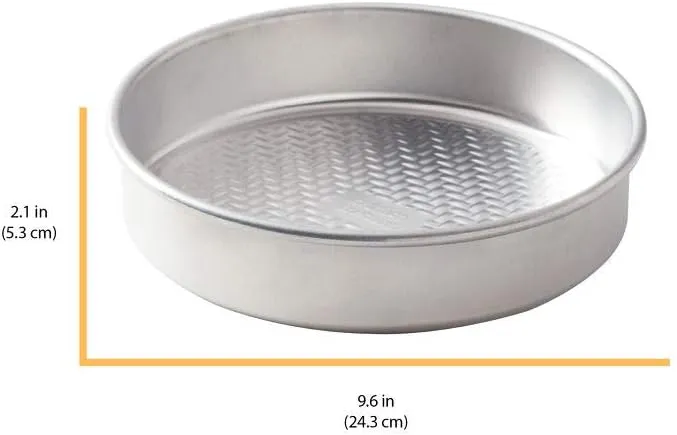 Chicago Metallic Uncoated Textured Aluminum Round Cake Baking Pan, 9-Inch, Silver (Pack of 2)