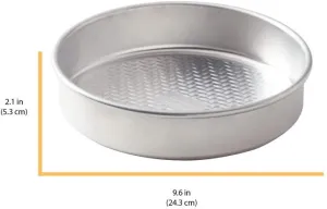 Chicago Metallic Uncoated Textured Aluminum Round Cake Baking Pan, 9-Inch, Silver (Pack of 2)