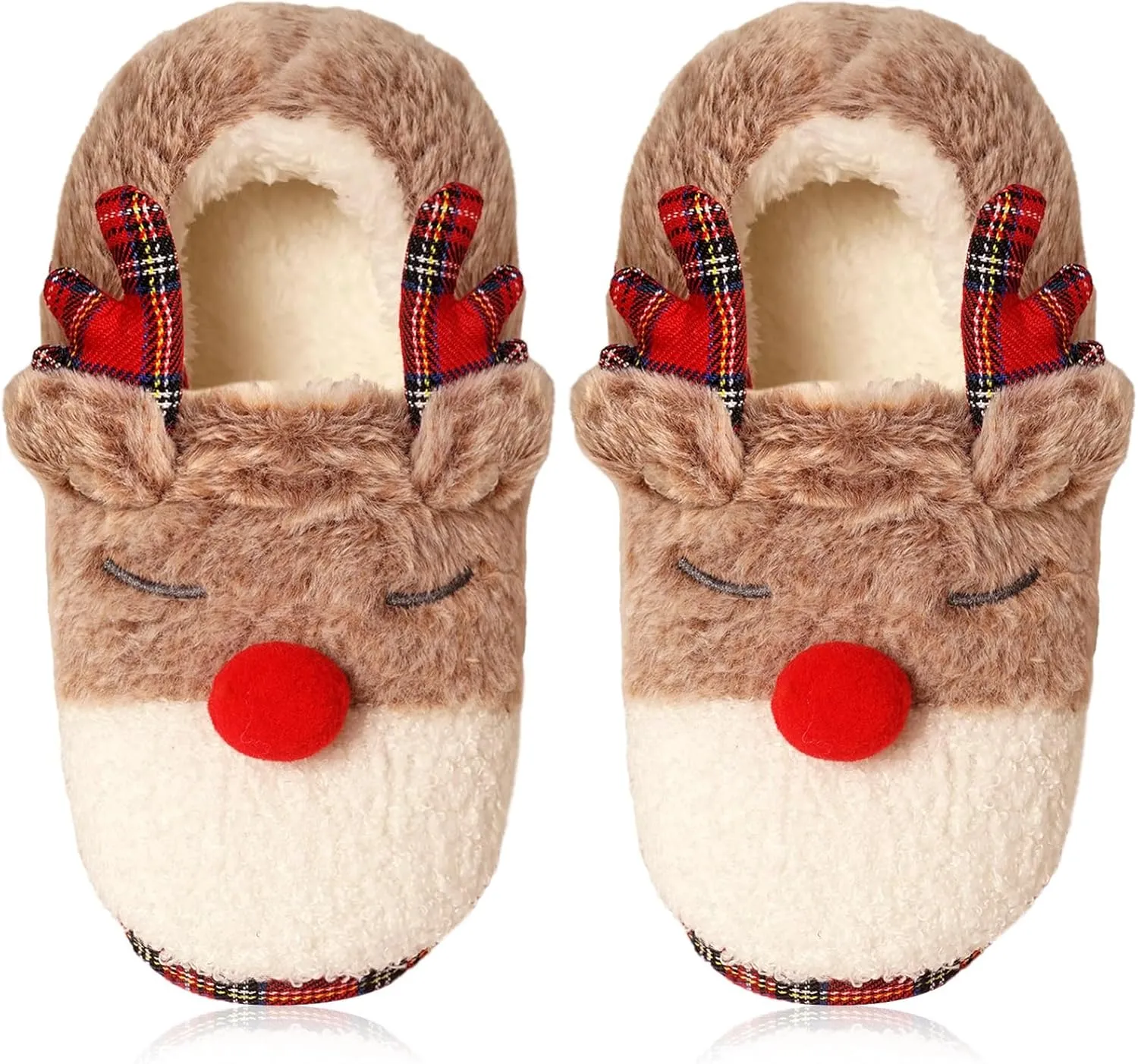 Christmas Slippers For Women Indoor Soft Warm Cotton Bedroom Reindeer Slippers House Memory Foam Slippers Cozy Fluffy Fall Winter Home Slippers