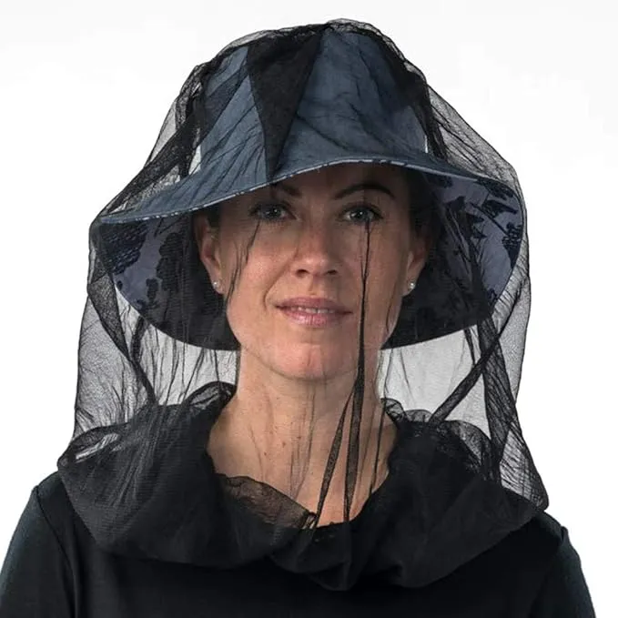 Cinvo Head Net Hat Bug Net Face Netting for Bugs No See Ums Insects Gnats Biting Midges from Outdoor Activities, Spacious Net Room Works Over Most Hats Comes with Free Stock Pouches- Black