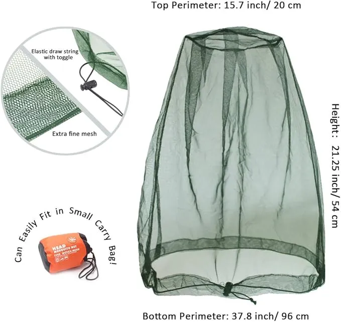 Cinvo Head Net Hat Bug Net Face Netting for Bugs No See Ums Insects Gnats Biting Midges from Outdoor Activities, Spacious Net Room Works Over Most Hats Comes with Free Stock Pouches- Olive
