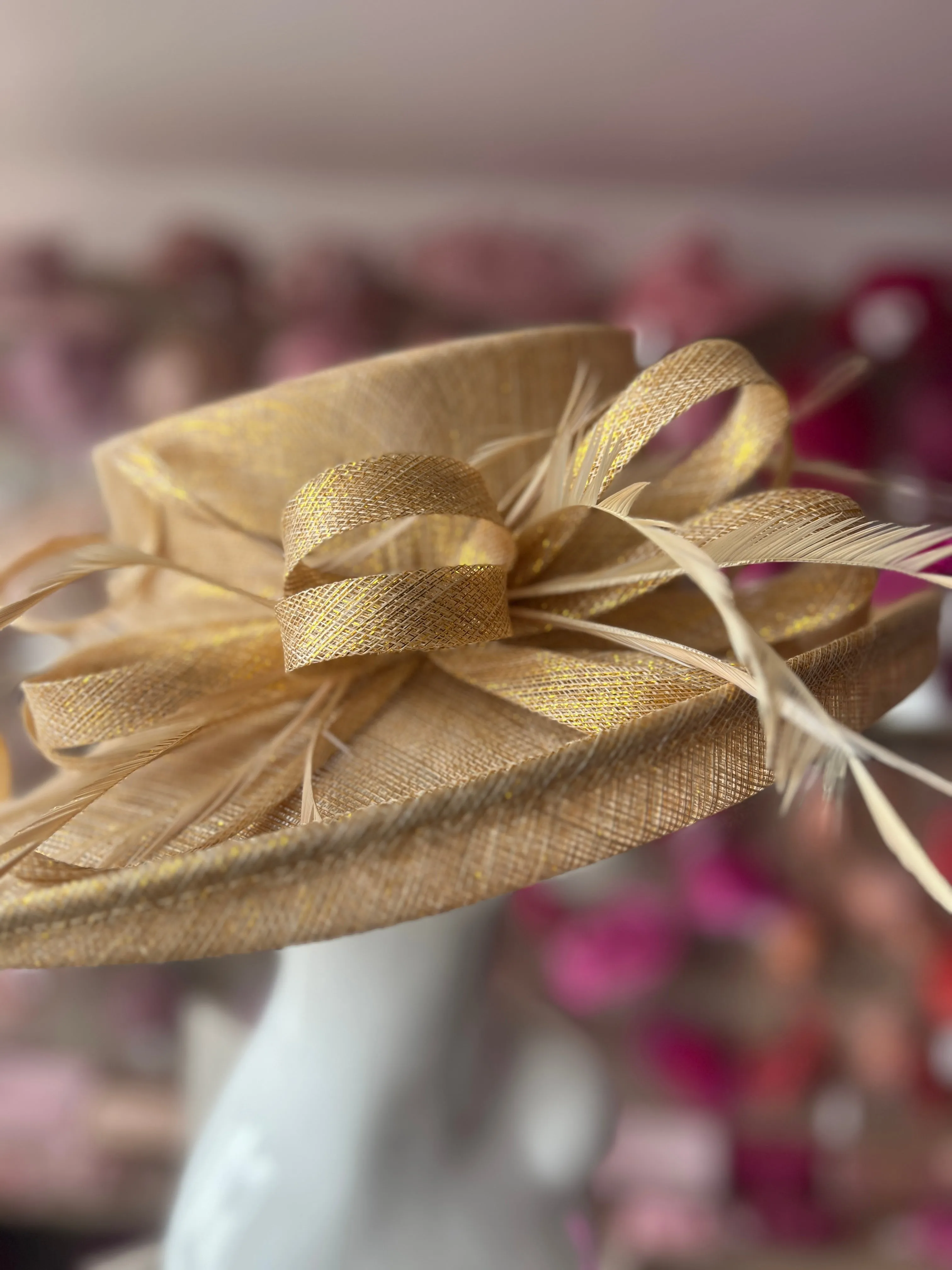 Classic Sinamay Metallic Gold Wedding Hat