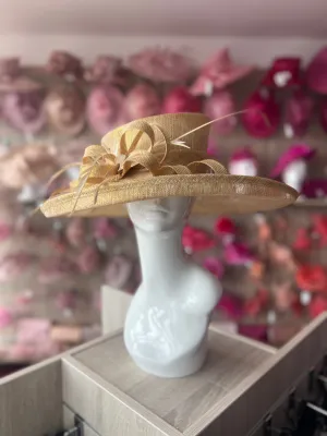 Classic Sinamay Metallic Gold Wedding Hat