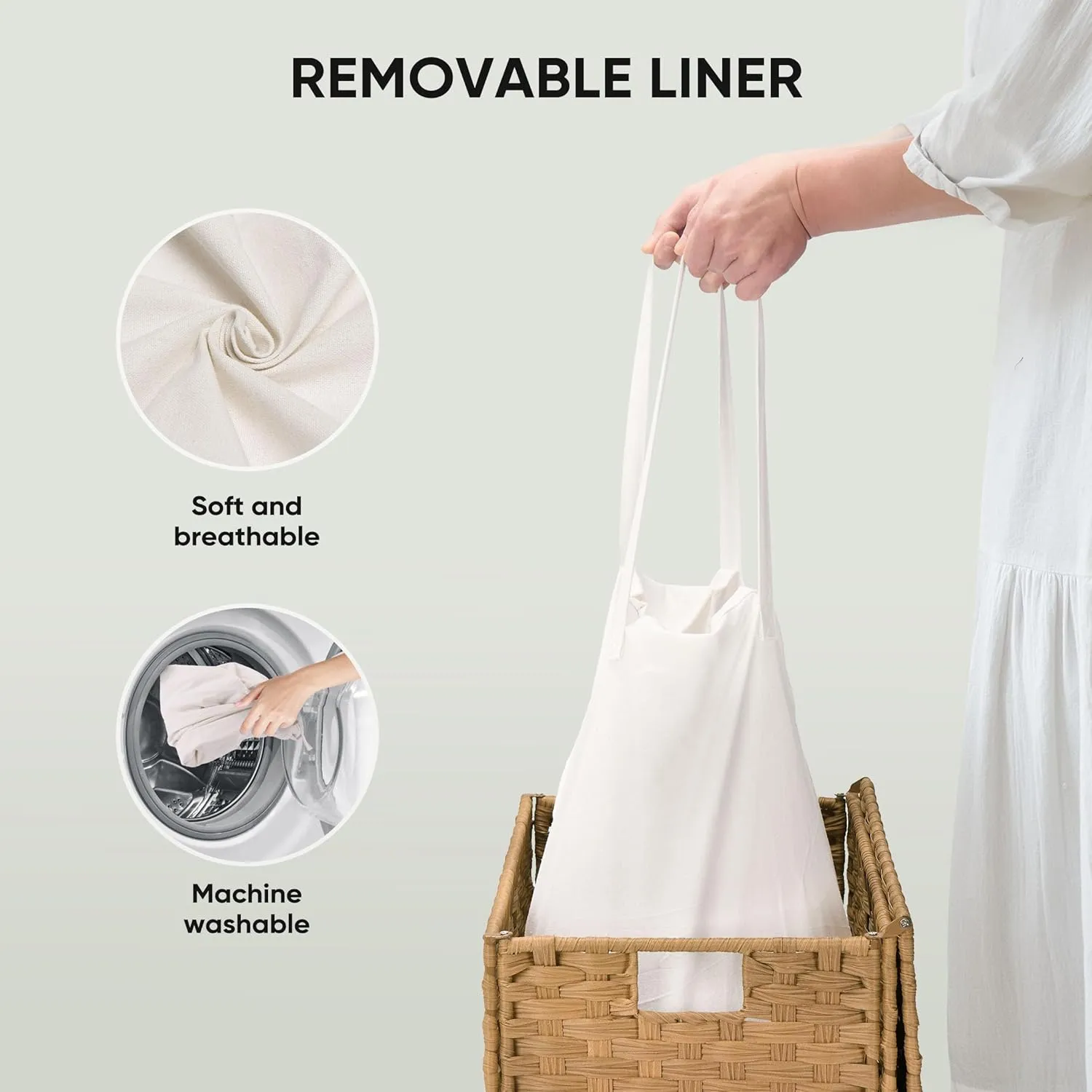 Collapsible Laundry Basket with Lid 90L Hamper for Bedroom PP Rattan Woven Laundry Basket Waterproof with Removable Bag&Handles, Foldable for Household Item, Dirty Cloth, Goose Yellow