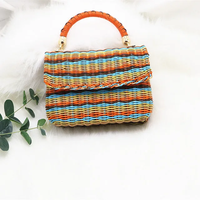 Color Rattan Square Straw Bags