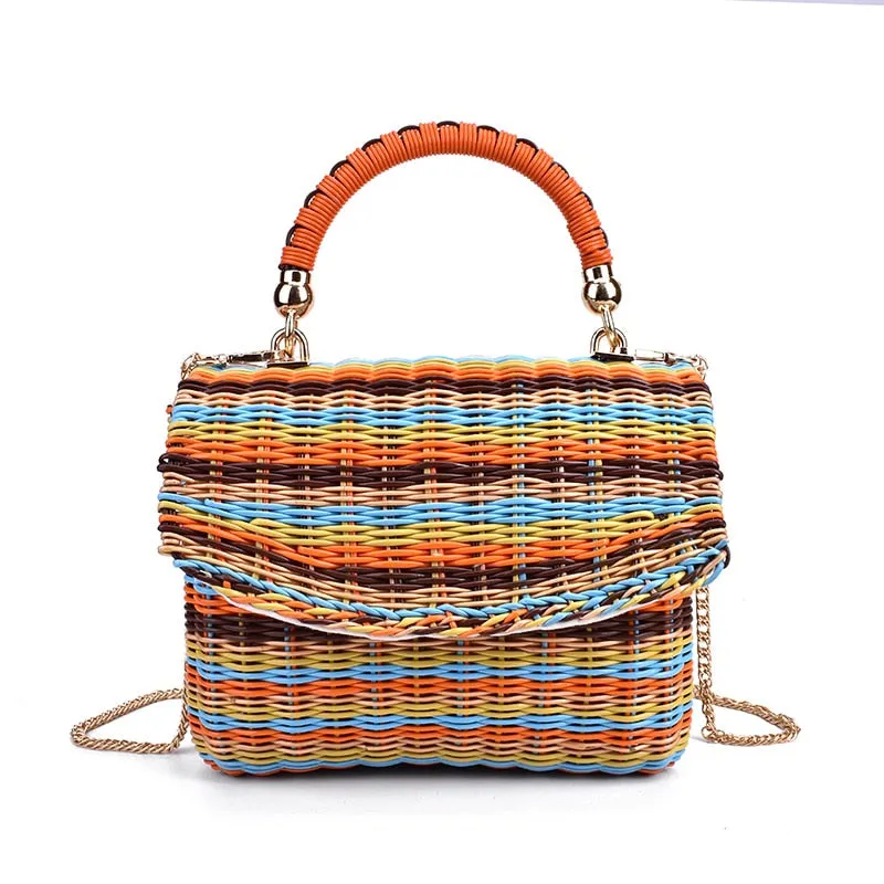 Color Rattan Square Straw Bags