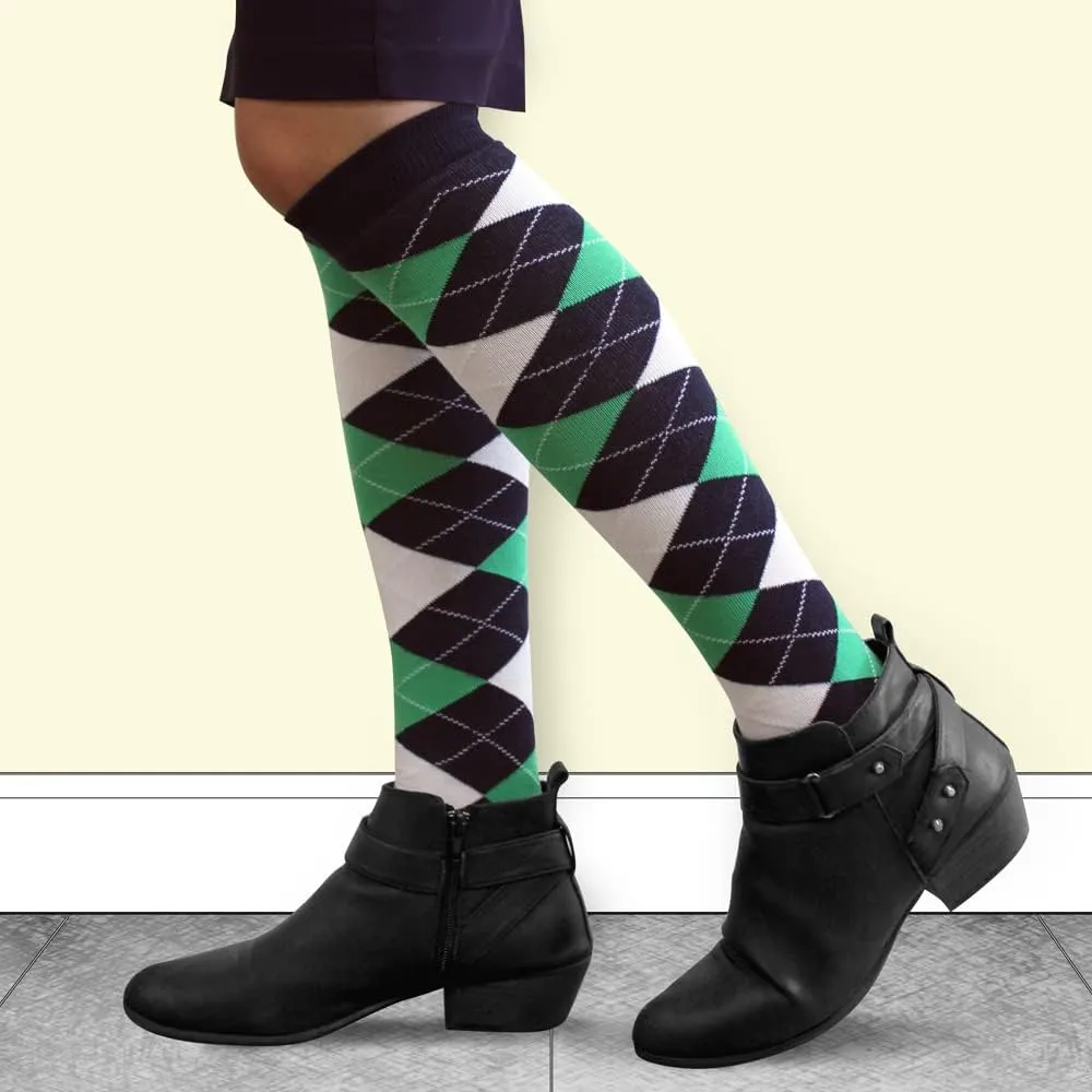 Colorful Knee High Argyle Cotton Socks For Men Women and Youth (AA-ZZ)