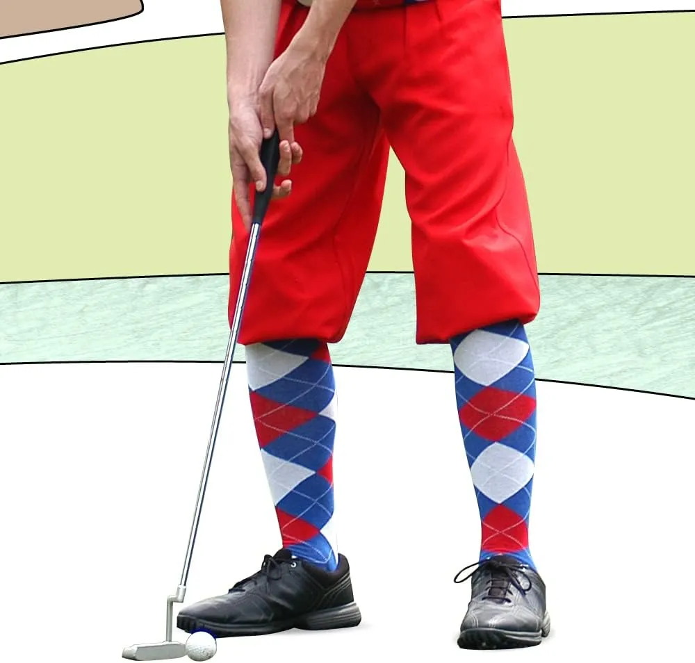 Colorful Knee High Argyle Cotton Socks For Men Women and Youth (AA-ZZ)