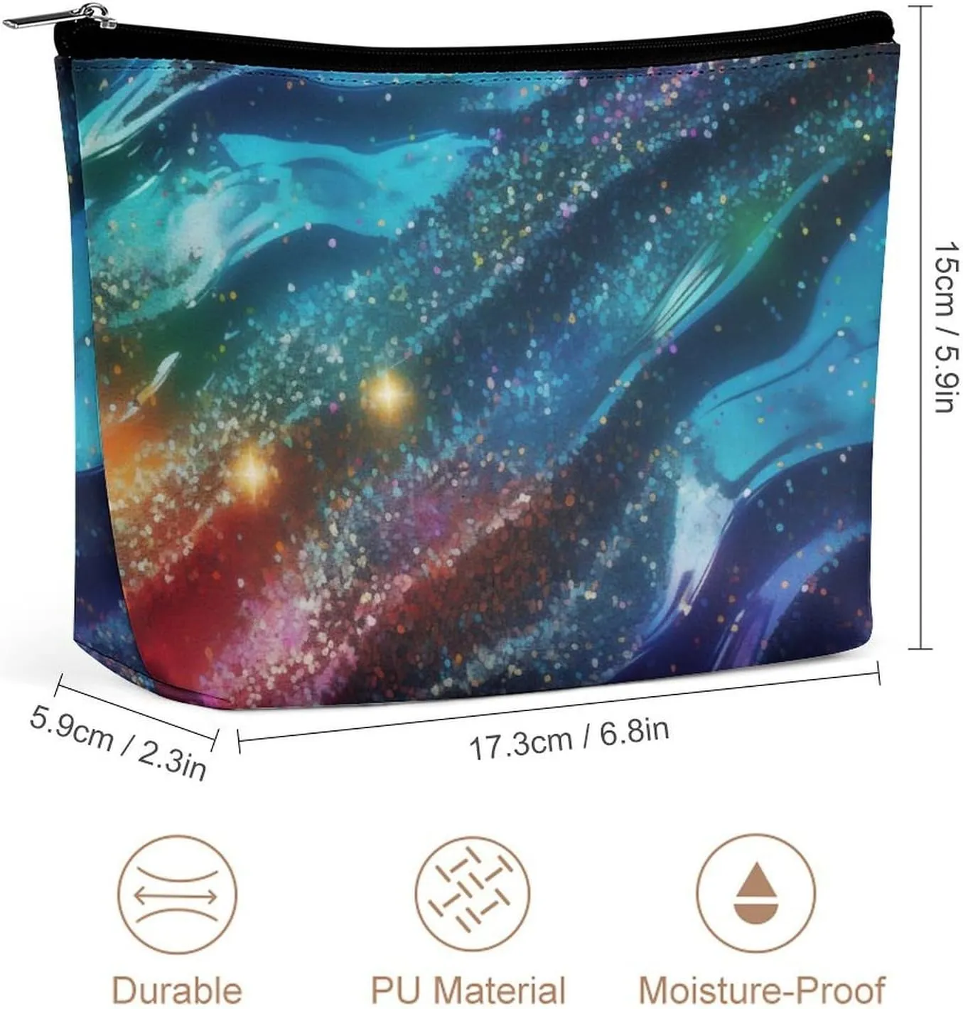 Colourful Makeup Bag,Portable Cosmetic Bag,Large Capacity Travel Toiletry Bag,Personalised for Women Graffiti Patterns Travel Makeup Bag with Zipper
