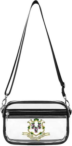 Connecticut State Seal Clear Stadium Crossbody Bag Small Shoulder Purse Adjustable Strap Handbag for Women Men