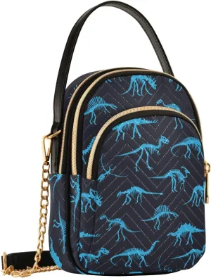 Cool Blue Dinosaurs Crossbody Bags for Women Hand Bag Small Sling Shoulder Travel Bags Phone Purse with Strap
