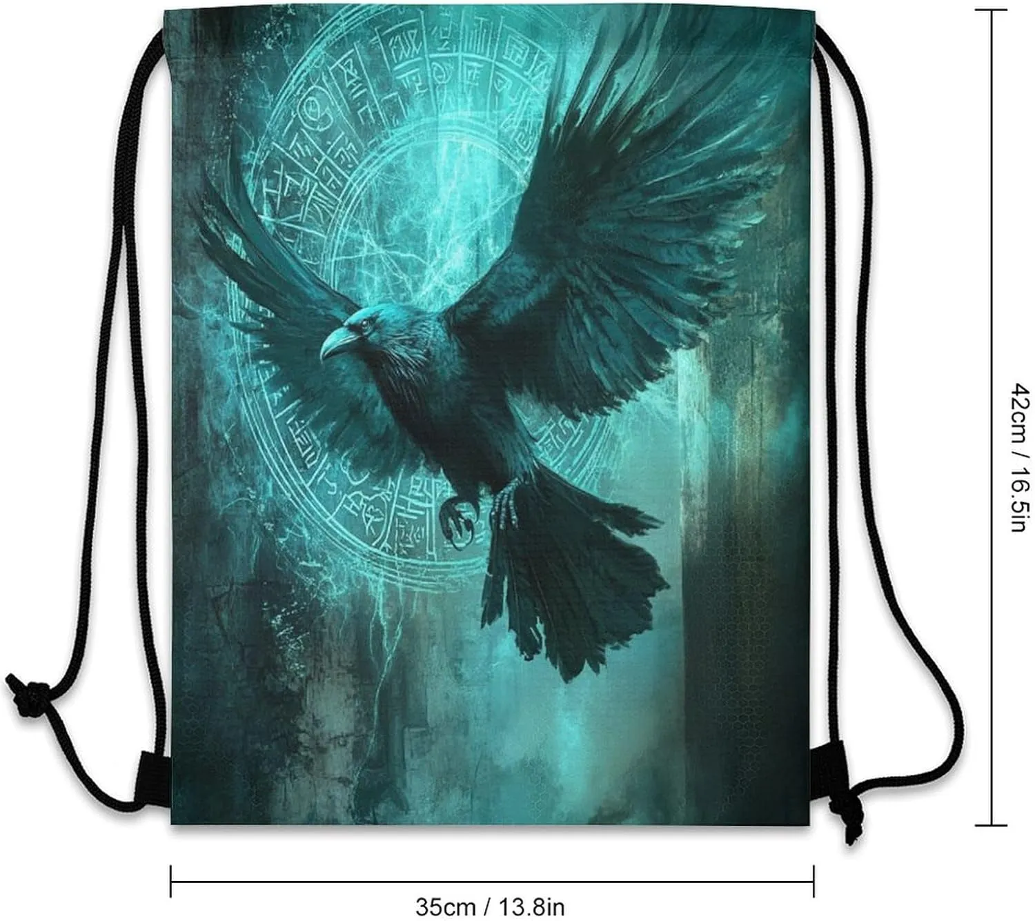 Cool Norse Viking Crow Drawstring Bags,Drawstring Backpack For Gym Travel Swimming Hiking Camping