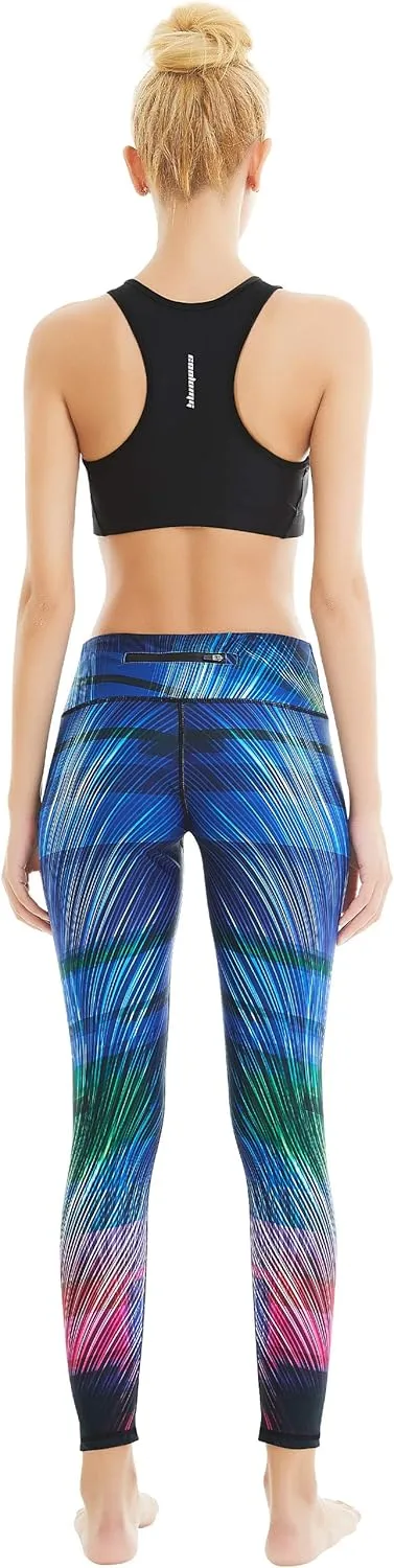 COOLOMG Women Yoga Leggings Running Tights Low Rise Leggings Workout Gym with Hidden Pockets