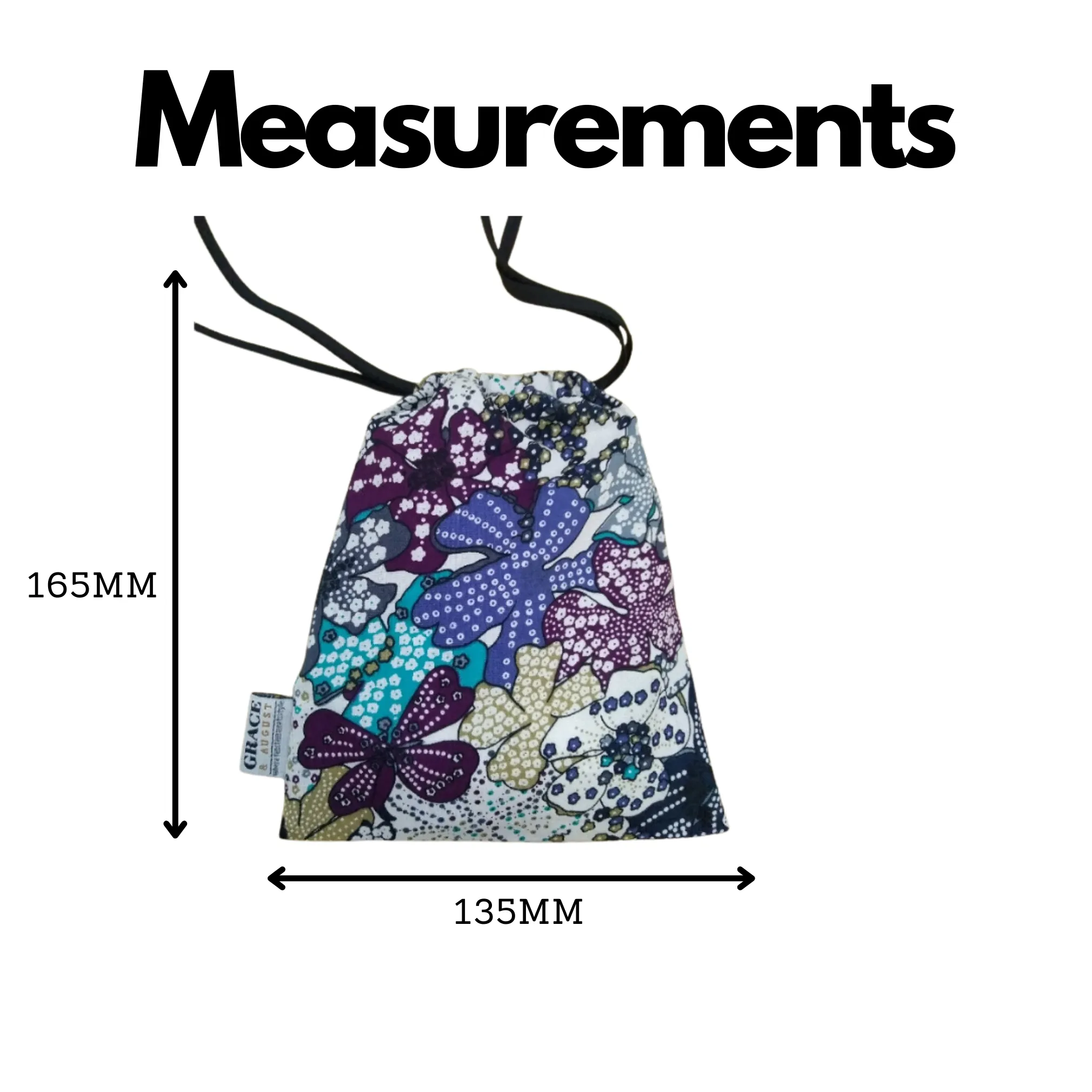 Cotton blend Drawstring Storage Bag - Perfect for Everyday Use- Purple Exotic Flower