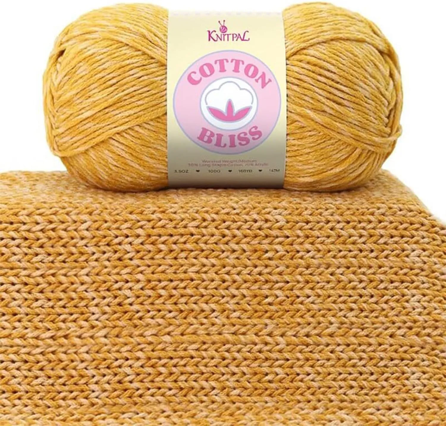 Cotton Bliss Soft Cotton Blend Yarn for Crocheting, 4 Skeins, 640Yds/400G, Free Patterns - #4 Medium Worsted Weight Yarn for Baby Blanket - Autumn Ochre