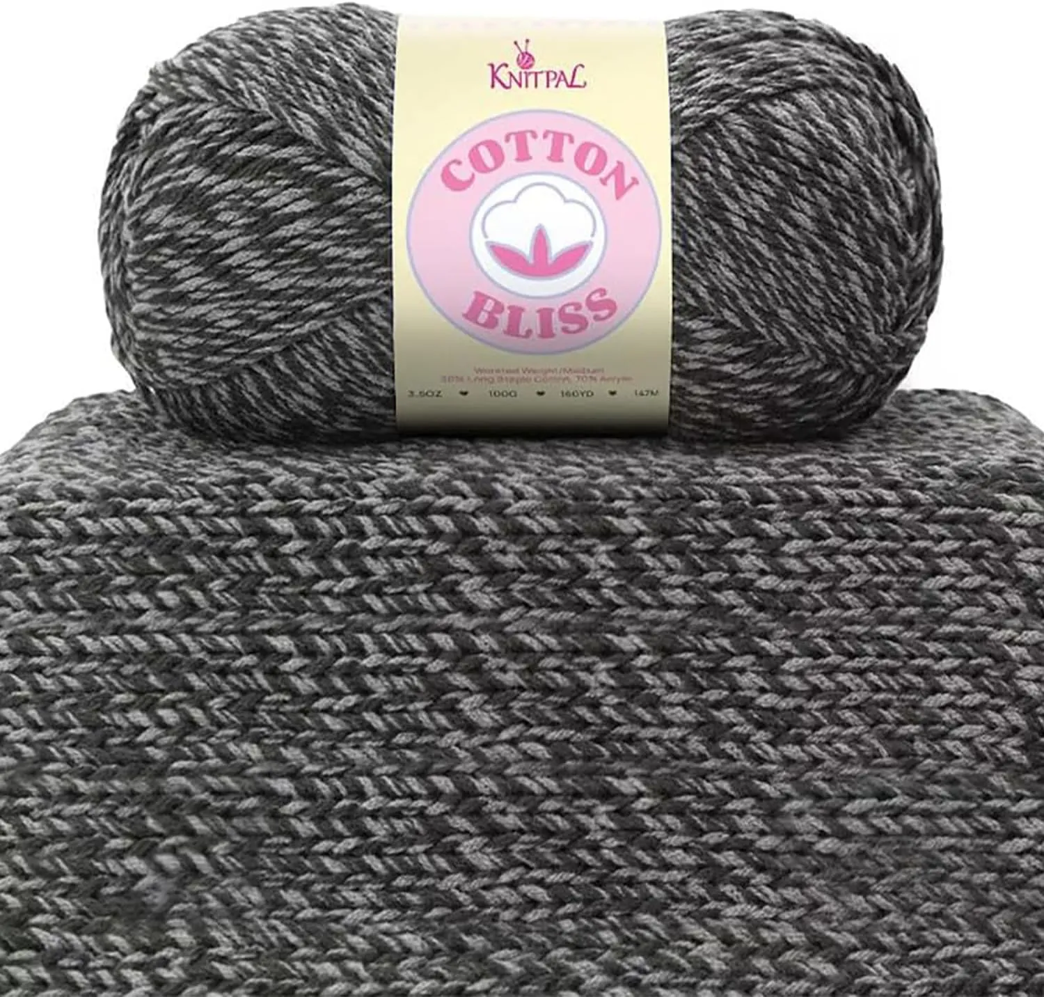 Cotton Bliss Soft Cotton Blend Yarn for Crocheting, 4 Skeins, 640Yds/400G, Free Patterns - #4 Medium Worsted Weight Yarn for Baby Blanket - Charcoal Moss