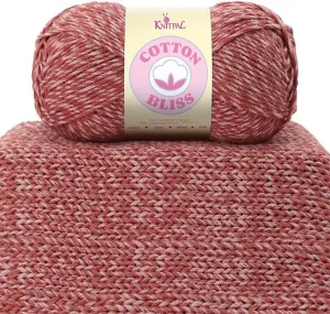 Cotton Bliss Soft Cotton Blend Yarn for Crocheting, 4 Skeins, 640Yds/400G, Free Patterns - #4 Medium Worsted Weight Yarn for Baby Blanket - Cherry Velvet