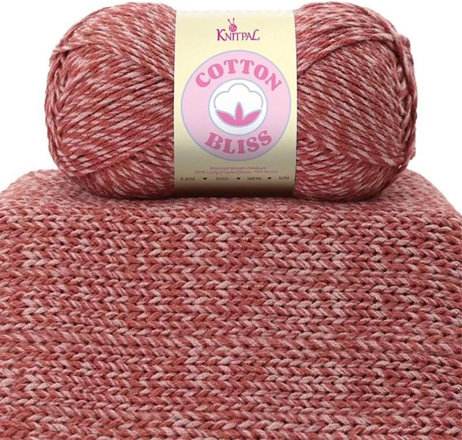 Cotton Bliss Soft Cotton Blend Yarn for Crocheting, 4 Skeins, 640Yds/400G, Free Patterns - #4 Medium Worsted Weight Yarn for Baby Blanket - Cherry Velvet
