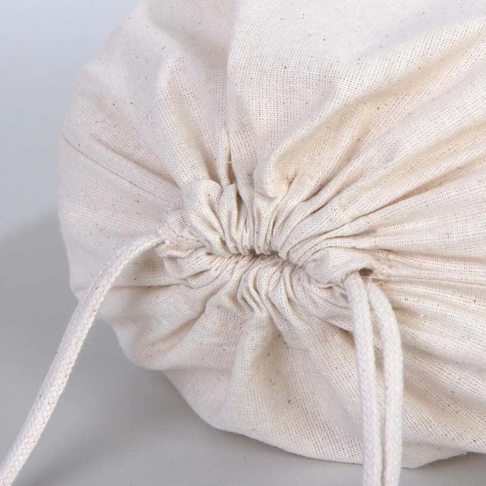 Cotton Pouch Bags  12"W x 16"H -  Organic Cotton Double Drawstring Pouch Bags -  No Print Wholesale Cotton Bags