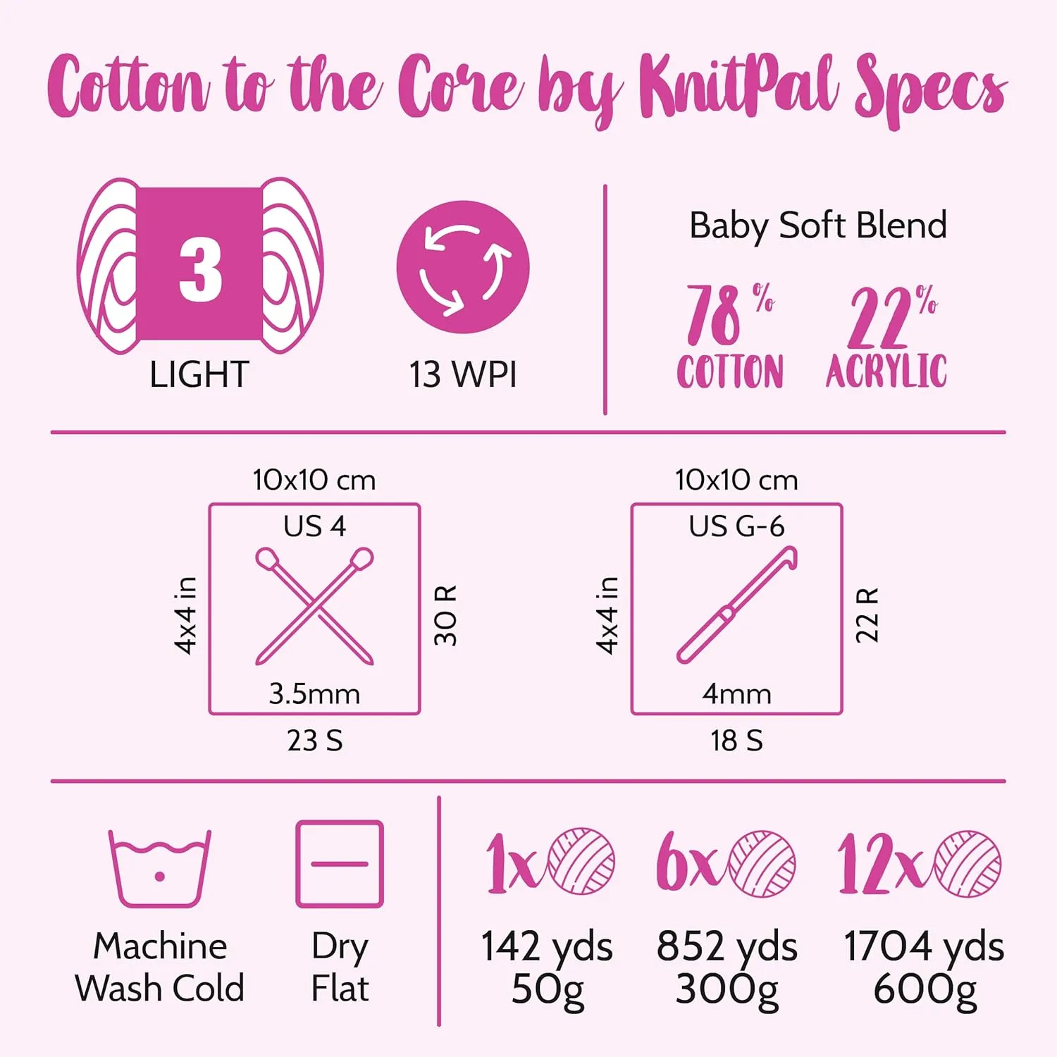 Cotton to The Core Cotton Yarn for Crocheting, 6 Skeins, 852Yds/300G, Free Patterns - Soft Baby Yarn for Knitting - 3 DK Light Worsted Weight - Butter Yellow