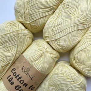 Cotton to The Core Cotton Yarn for Crocheting, 6 Skeins, 852Yds/300G, Free Patterns - Soft Baby Yarn for Knitting - 3 DK Light Worsted Weight - Butter Yellow
