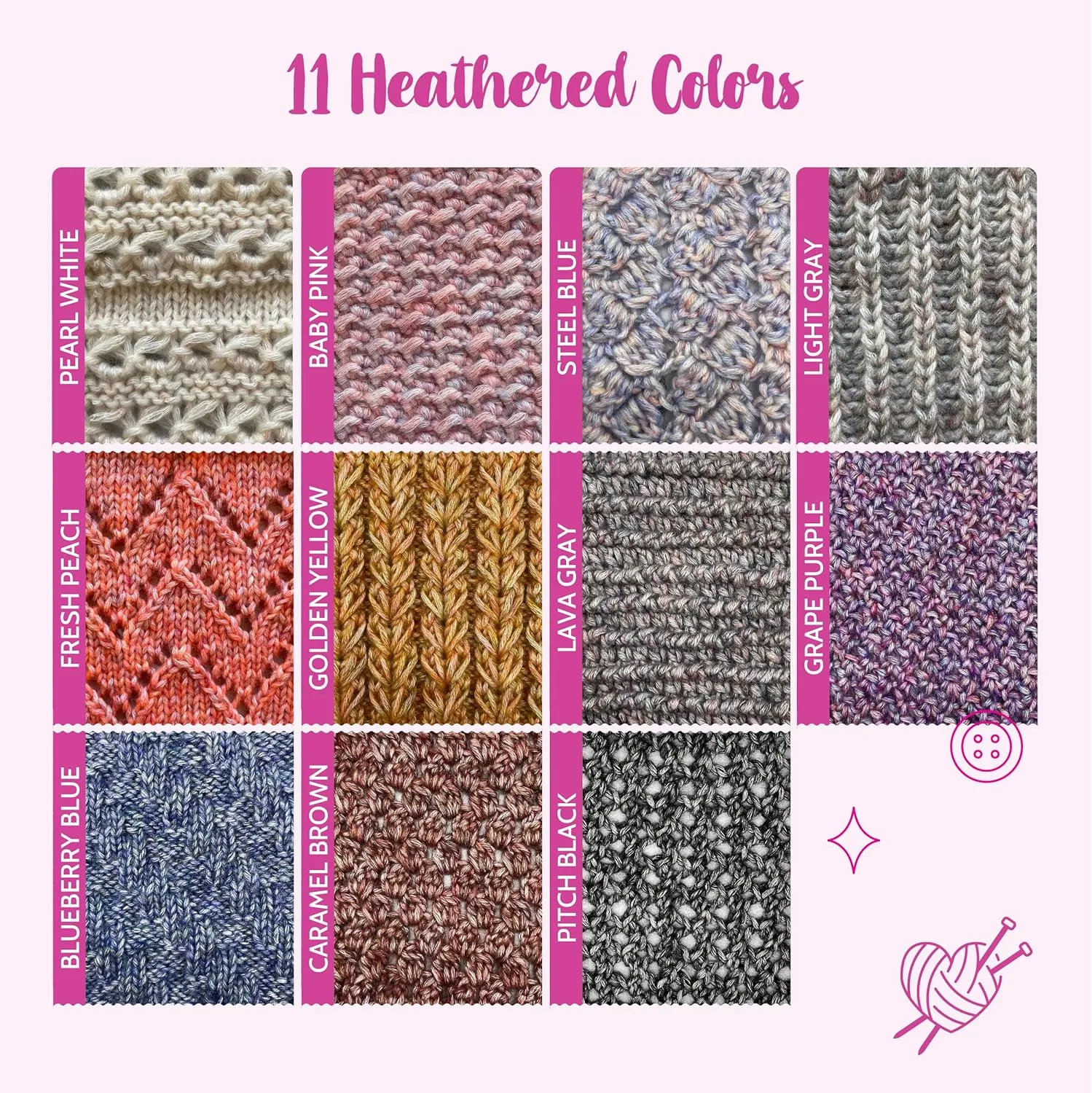 Cotton to The Core Worsted Weight Yarn for Crocheting, 3 Skeins, 654 Yds/300G, Free Patterns - Soft Cotton Yarn for Knitting - #4 Medium Worsted Weight - Baby Pink