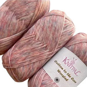 Cotton to The Core Worsted Weight Yarn for Crocheting, 3 Skeins, 654 Yds/300G, Free Patterns - Soft Cotton Yarn for Knitting - #4 Medium Worsted Weight - Baby Pink
