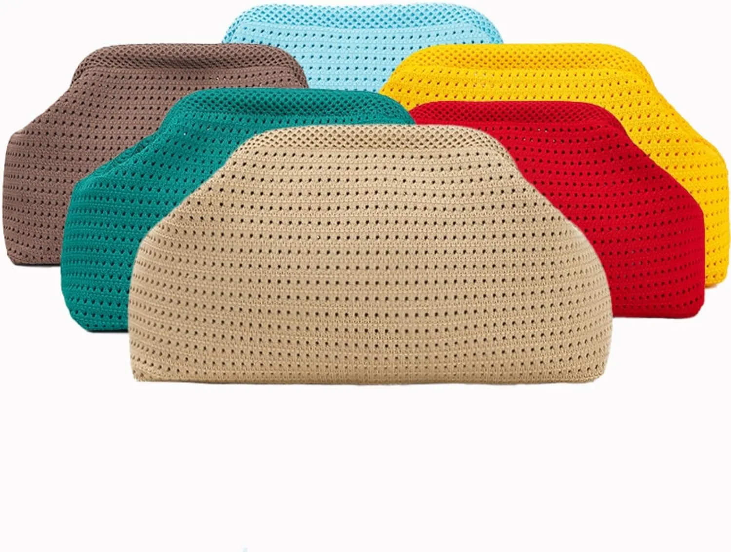 Crochet Clutch Summer Beach Purse Women 2025 Evening Handbag Woven Chain Crossbody Dumpling Knit Cloud Bag