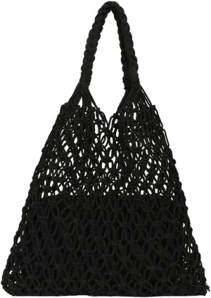Crochet Mesh Tote Beach Bag Woven Hollow Out Handbag, Straw Rattan Net Shoulder Purse Summer Armpit Bag for Women