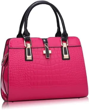 Crocodile Grain Top Handle Tote Work Bags Faux Leather Shoulder Bags with Strap Women's Handbags Satchel Purses