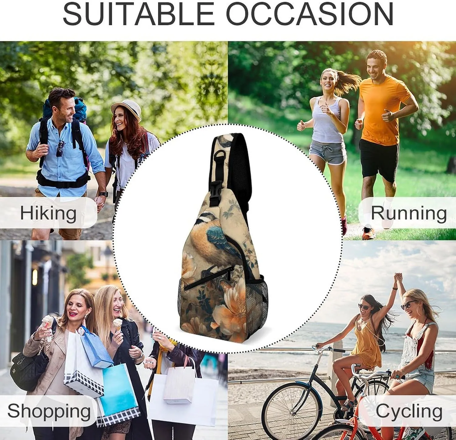 Crossbody Bag for Women Men Chest Bag Fish And Umbrella Sling Bag Crossbody Shoulder Bag Sling Backpack
