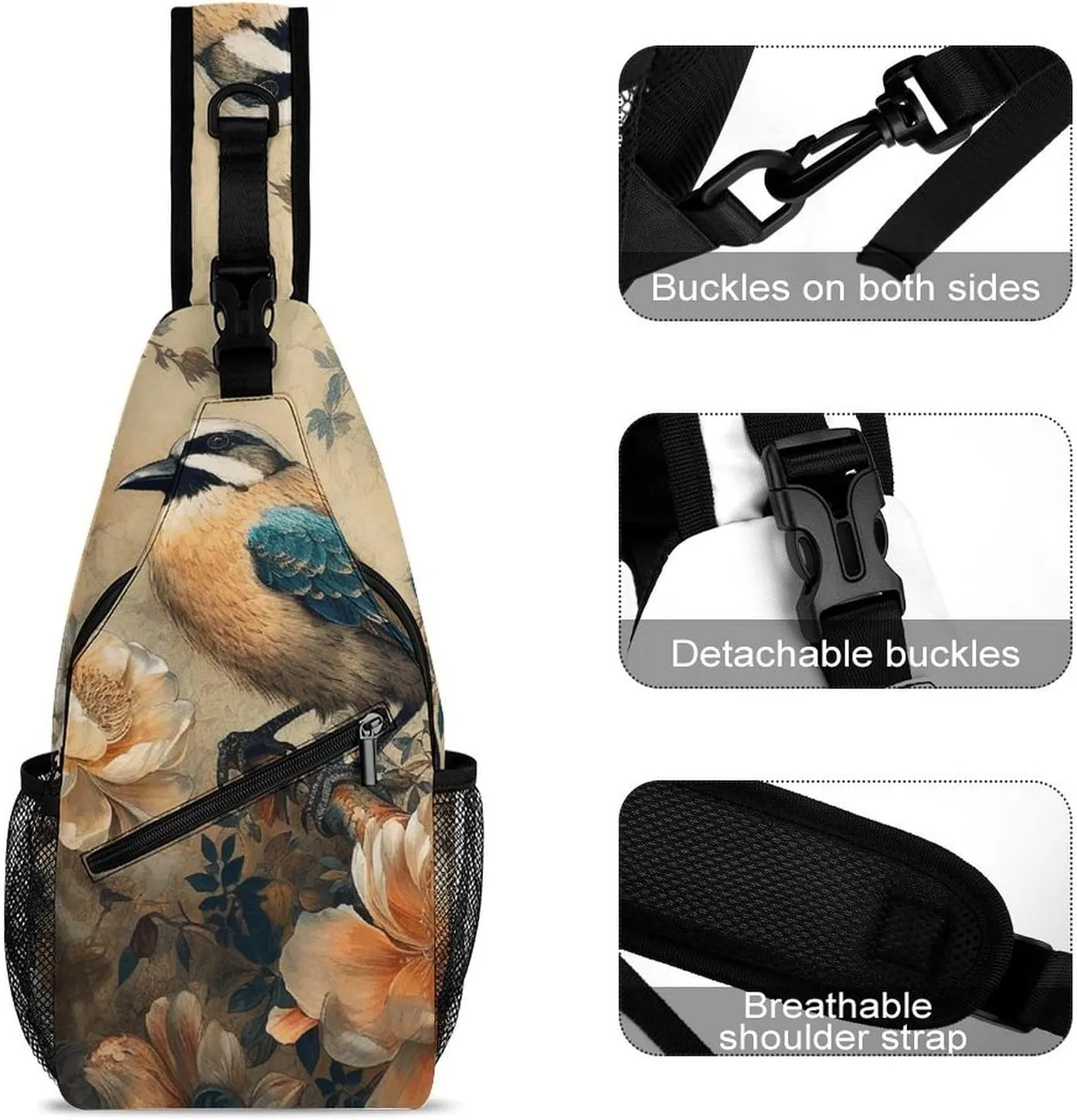 Crossbody Bag for Women Men Chest Bag Fish And Umbrella Sling Bag Crossbody Shoulder Bag Sling Backpack