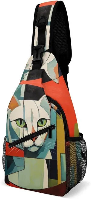 Crossbody Bag for Women Men Chest Bag Light Blue Pizza Slice Sling Bag Crossbody Shoulder Bag Sling Backpack