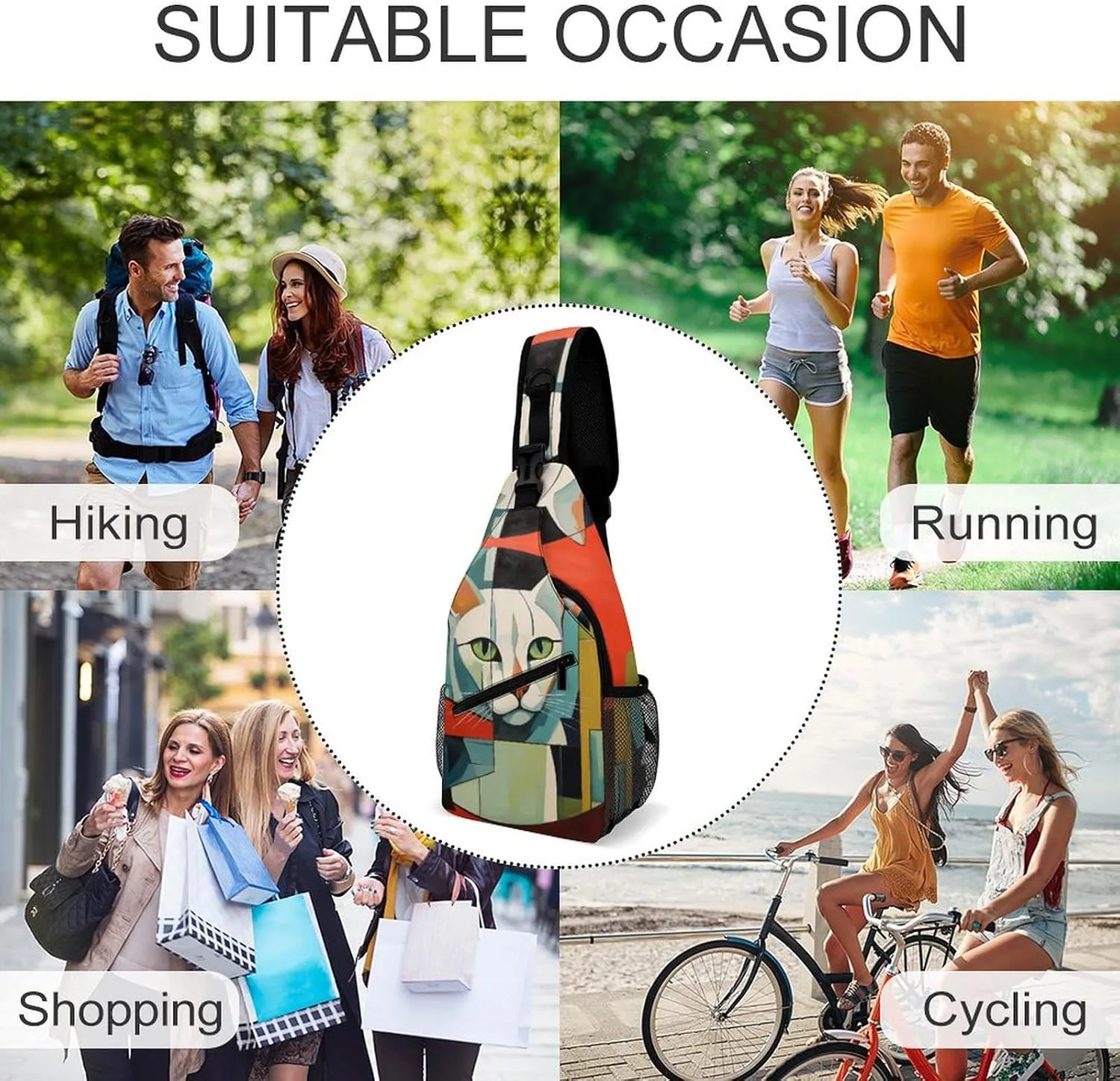 Crossbody Bag for Women Men Chest Bag Light Blue Pizza Slice Sling Bag Crossbody Shoulder Bag Sling Backpack