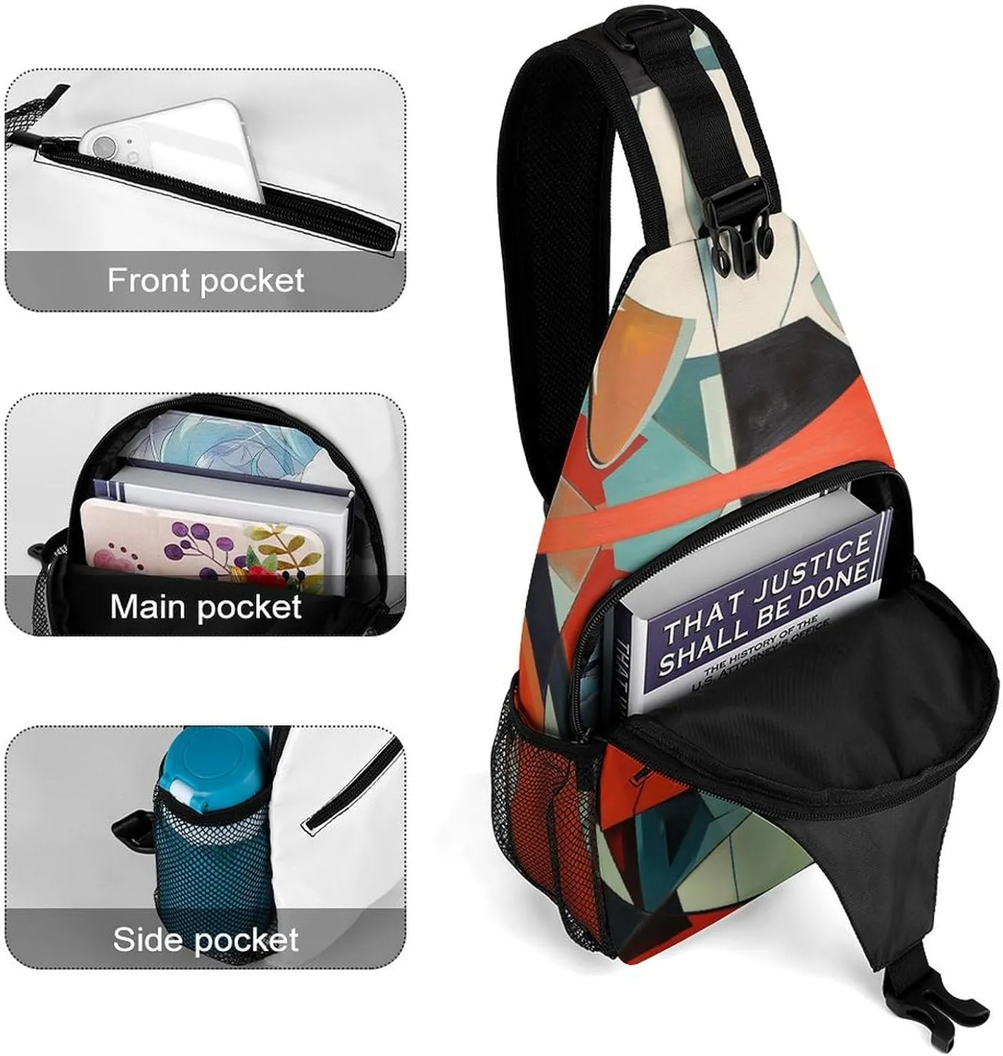 Crossbody Bag for Women Men Chest Bag Light Blue Pizza Slice Sling Bag Crossbody Shoulder Bag Sling Backpack