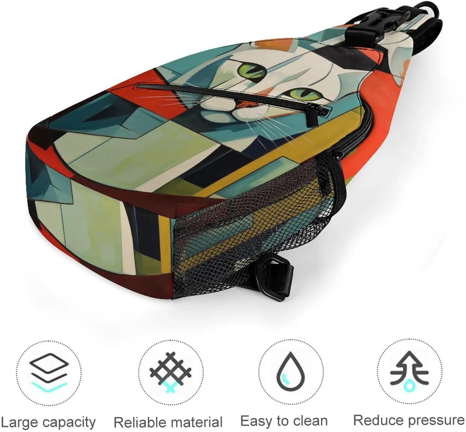 Crossbody Bag for Women Men Chest Bag Light Blue Pizza Slice Sling Bag Crossbody Shoulder Bag Sling Backpack