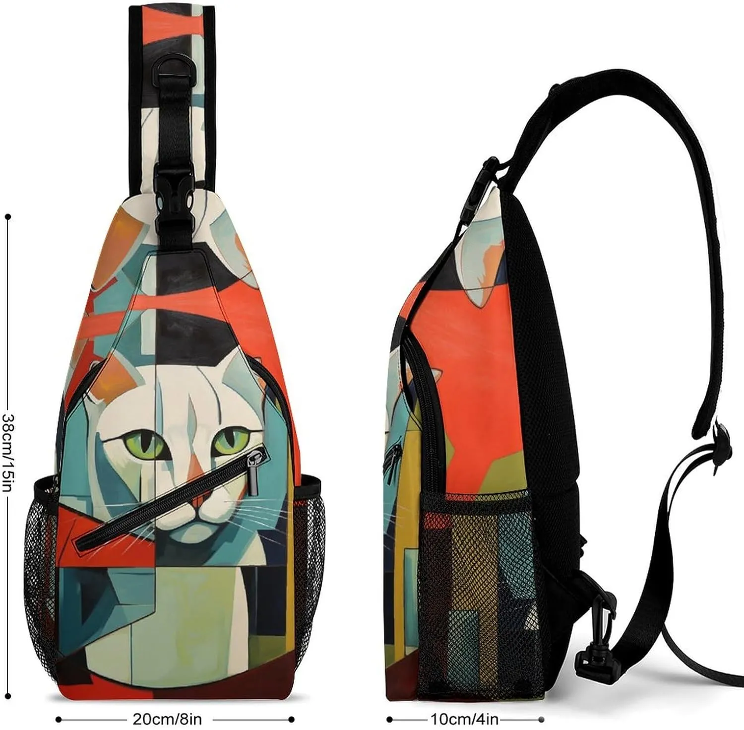 Crossbody Bag for Women Men Chest Bag Light Blue Pizza Slice Sling Bag Crossbody Shoulder Bag Sling Backpack