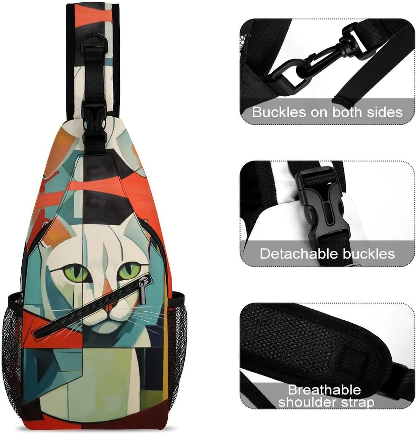 Crossbody Bag for Women Men Chest Bag Light Blue Pizza Slice Sling Bag Crossbody Shoulder Bag Sling Backpack