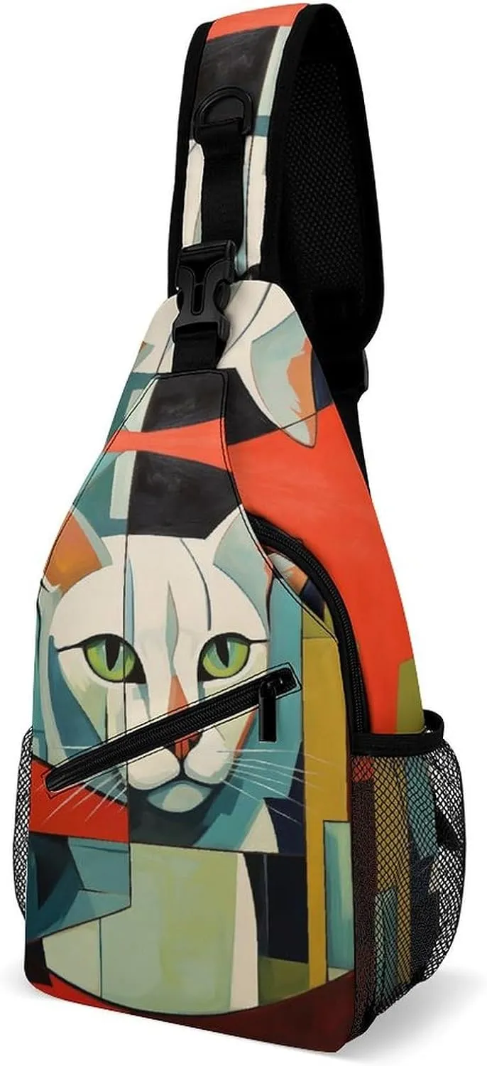 Crossbody Bag for Women Men Chest Bag Light Blue Pizza Slice Sling Bag Crossbody Shoulder Bag Sling Backpack