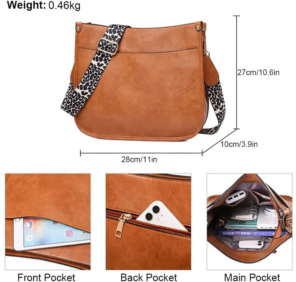 Crossbody Bags for Women Leather Hobo Handbag Trendy Crossbody Purses Shoulder Bucket Bag with Adjustable Guitar Strap