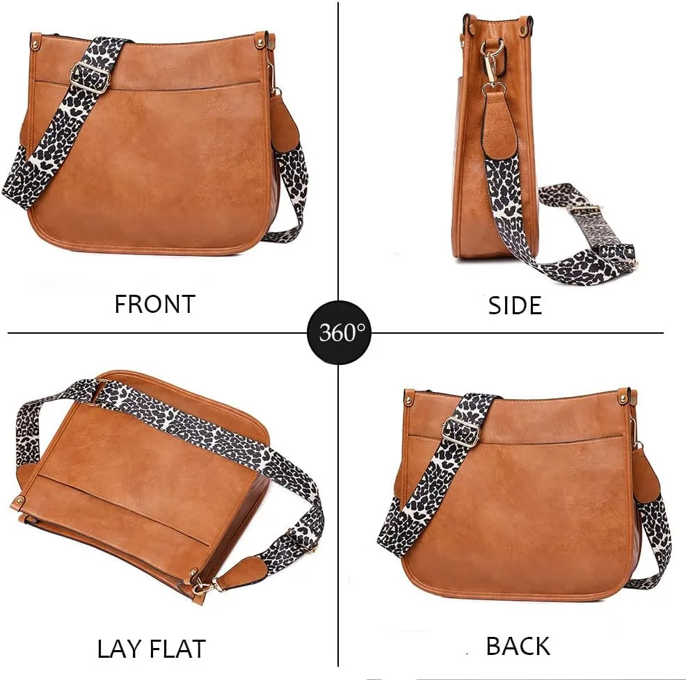 Crossbody Bags for Women Leather Hobo Handbag Trendy Crossbody Purses Shoulder Bucket Bag with Adjustable Guitar Strap