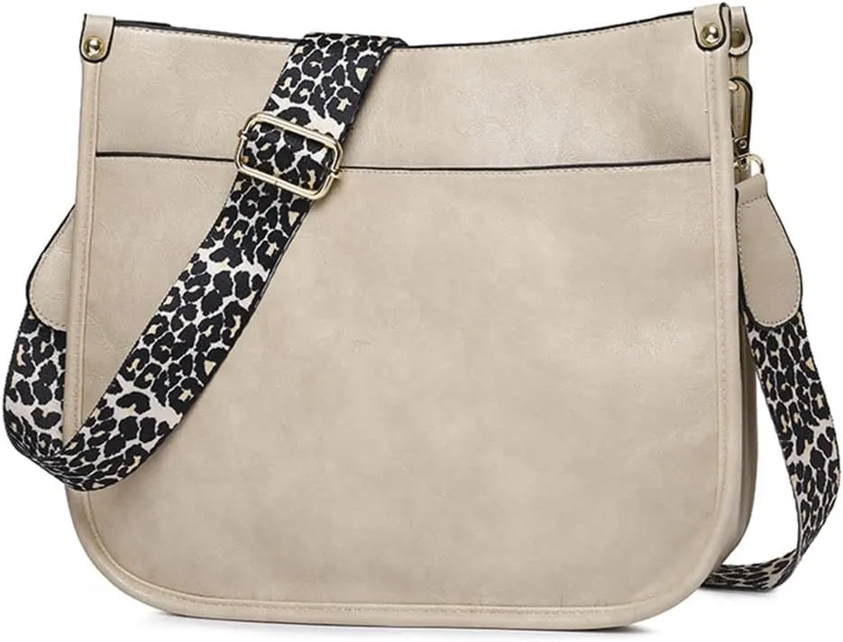 Crossbody Bags for Women Leather Hobo Handbag Trendy Crossbody Purses Shoulder Bucket Bag with Adjustable Guitar Strap