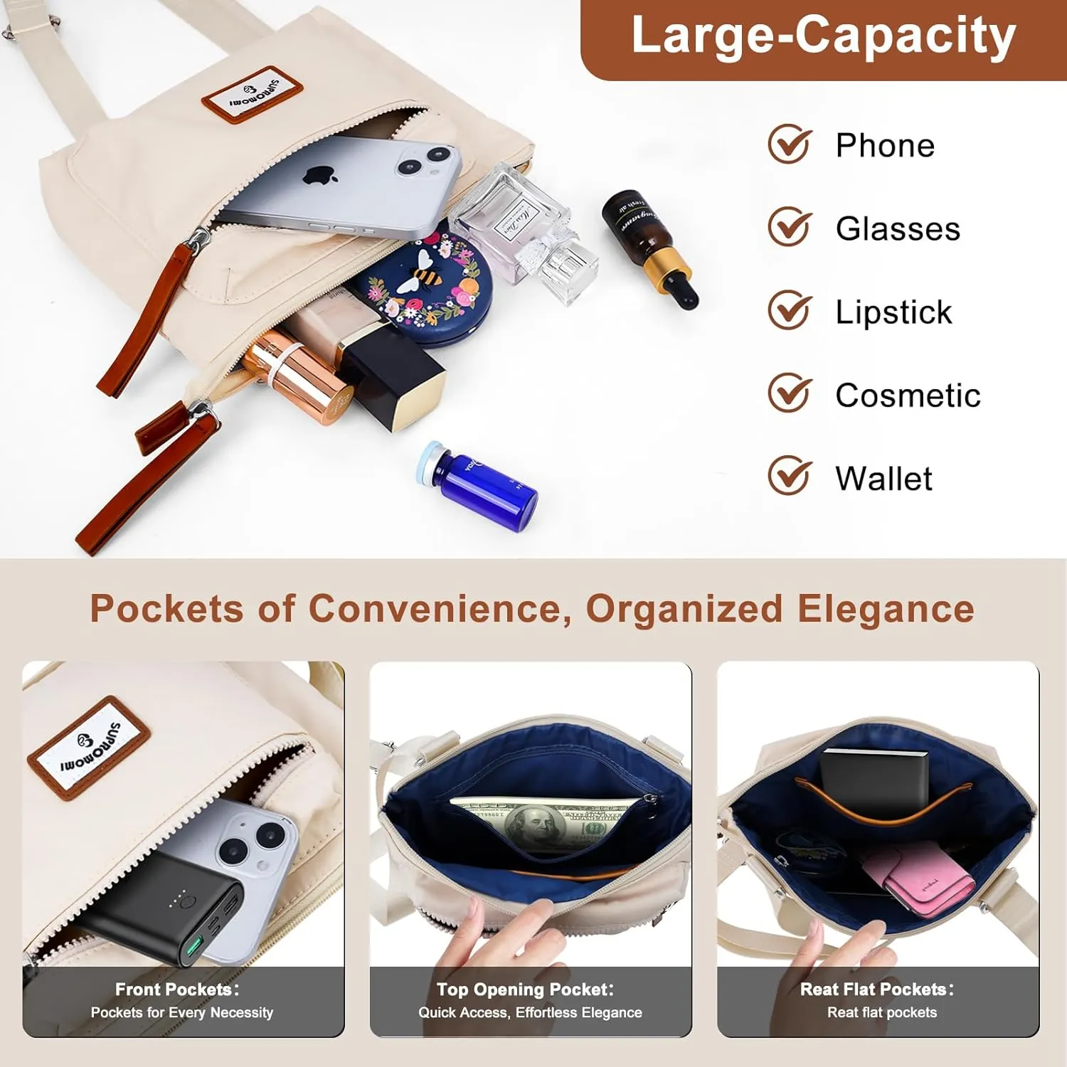 Crossbody Bags for Women, Small Nylon Handbags Travel Purses Phone Shoulder Bag