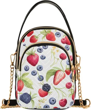 Crossbody Bags for Women Strawberry Blueberry Mulberry Women's Crossbody Handbags Leather Purses Shoulder bag