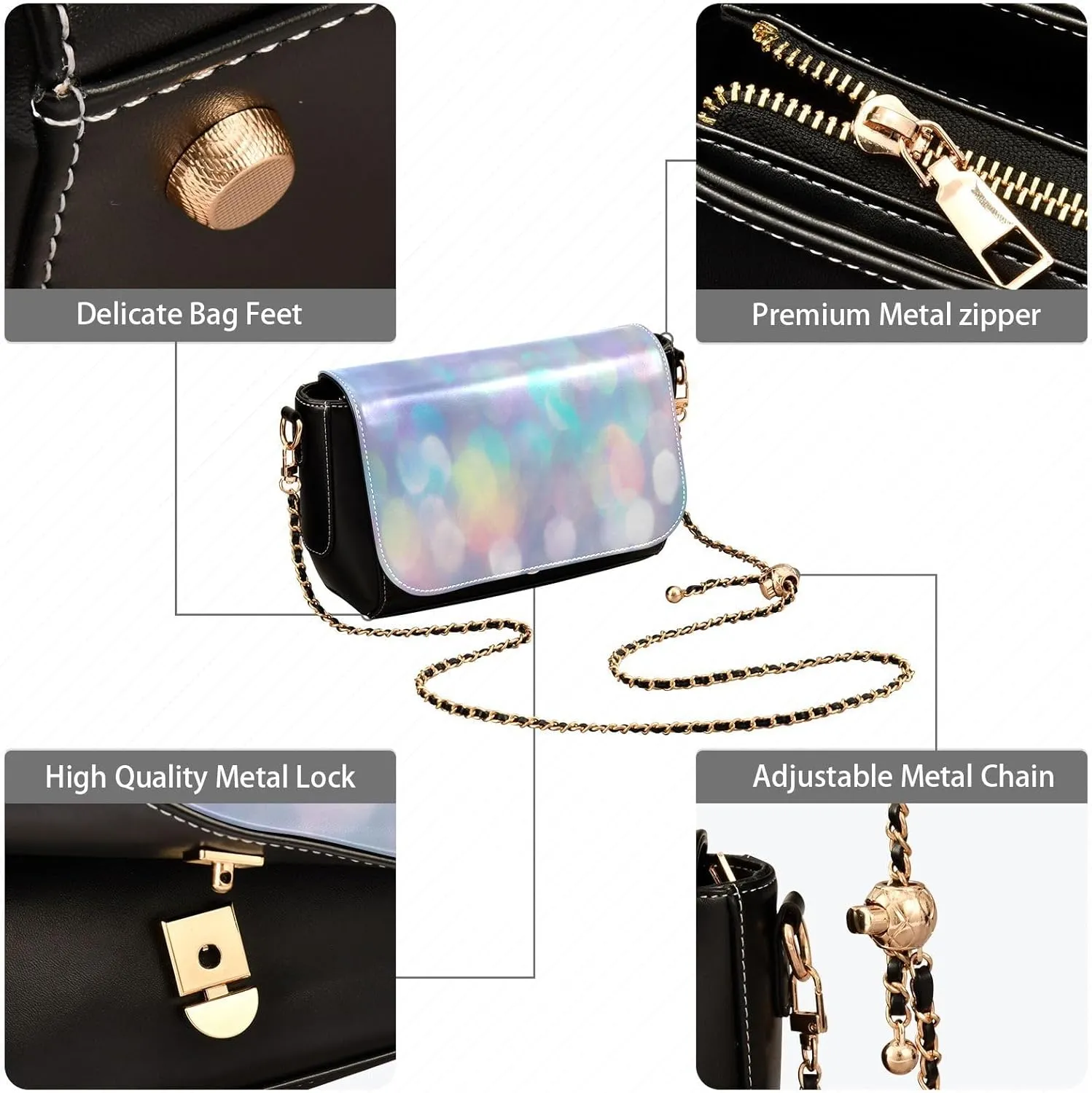Crossbody Bags for Women Trendy Women's Black Shoulder Bag Small PU Leather Flap Cross Body Bag Handbags