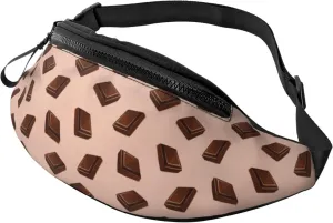 Crossbody Fanny Packs for Women Men - Chocolate Chunk Brown Print Running Belt Bag Travel Waist Bag for Women Men