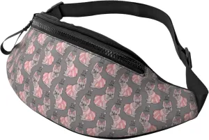 Crossbody Fanny Packs for Women Men - Cute French Bulldog Pink Skirt Running Belt Bag Travel Waist Bag for Women Men