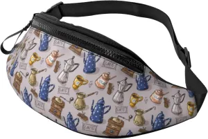 Crossbody Fanny Packs for Women Men - Vintage Teapot Coffee Grinder Running Belt Bag Travel Waist Bag for Women Men